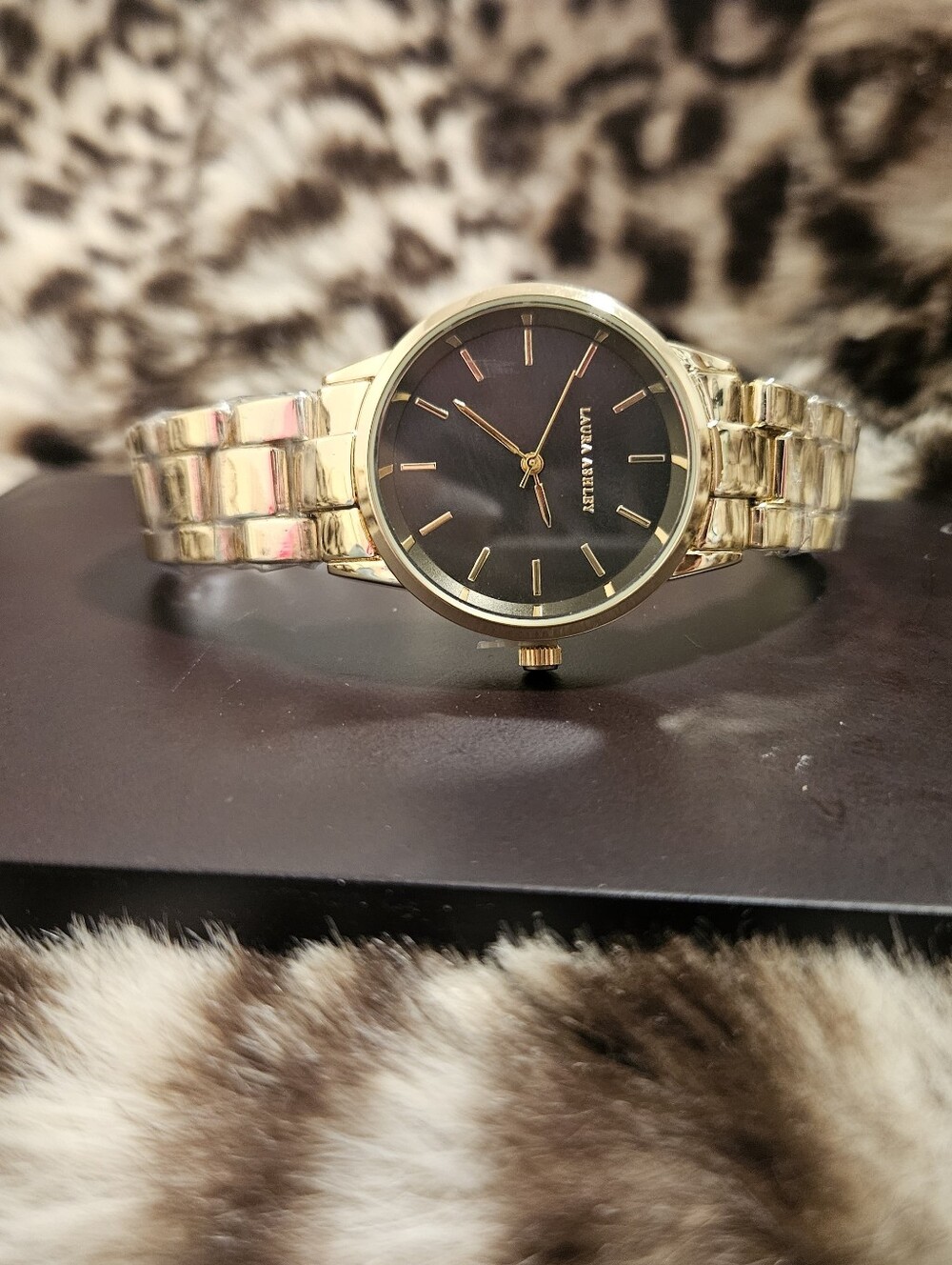 Laura Ashley Gold-Tone Black Dial Women's Watch Brand New